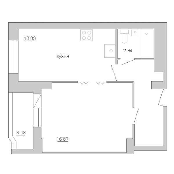 Однокомнатная квартира в : площадь 42.66 м2 , этаж: 13 – купить в Санкт-Петербурге
